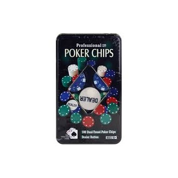 Poker chips in latta 100 pezzi + dealer button