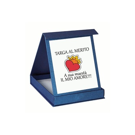 Targa in scatola personalizzato con scritta TARGA AL MERITO CON CUORE