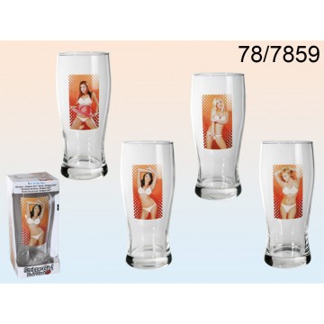 78/7859 - Bicchiere da birra, Stripper Girl, per ca. 500 ml, A: ca. X cm, 4 ass.EAN 4029811332014