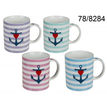 78/8284 - Tazza in ceramica, Anchor & Stripes, ca. 9 x 8 cm, 4 ass., 1152/PALEAN 4029811399819