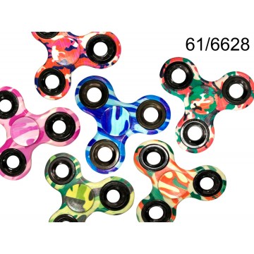 Crazy Gyro Spinner in plastica, Camouflage, ca. 7 cm, 6 colori ass., su blister, 12 pz. per display