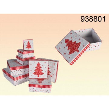 kit scatola da regalo rossa/bianca con stampo di albero di natale