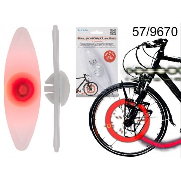 Lampadina in plastica con LED & 2 tipi di luce per raggi della bicicletta, pile incl., ca. 12 cm, su blister