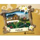 Magnete in resina circa 7x5 con cornice paesaggio alpino