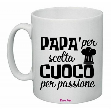 tazza mug 8x10 scritta papa' per scelta cuoco per passione regalo festa papà