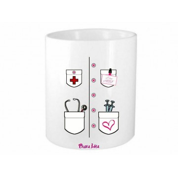 portapenne 8x10 ceramica scritta i love med disegno camice infermiera dottoressa