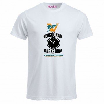 t-shirt bianca uomo scritta veneto radio vergognate ca xe ora