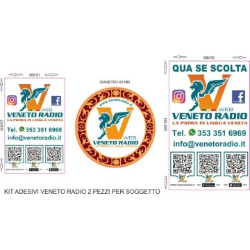 KIT 6 adesivi assortiti veneto radio 2 per soggetto
