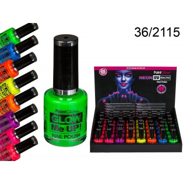 Smalto per unghie, Neon UV, ca. 12 ml, 8 colori ass., 144 pz. con display