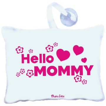 Mini cuscino con ventosa con stampa hello mommy festa della mamma