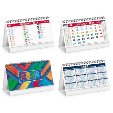 kit 100 Calendari da tavolo mensile 13 fogli con spirale  Supporto in cartoncino, e tabella in ultima pagina. Festività int