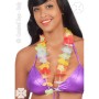 Collana hawaiana con fiori in stoffa colorata. Un accessorio adatto come gadget per una festa a tema hawaiiano. ​