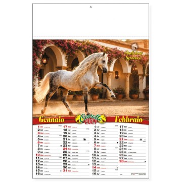 kit 100 Calendario bimensile “Cavalli”.  Carta patinata lucida 135 gr. Formato cm 33x48,8