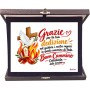Targa con astuccio blu cm 23x19 con dedica grazie per la tua dedizione catechista Cresima