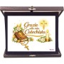 Targa con astuccio blu cm 23x19 con dedica grazie alla mia catechista Cresima