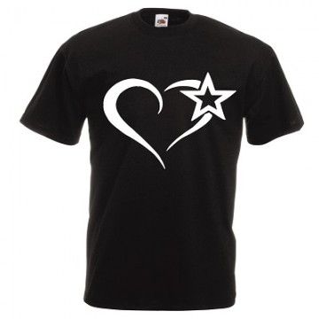 t-shirt cotone con disegno cuore stella
