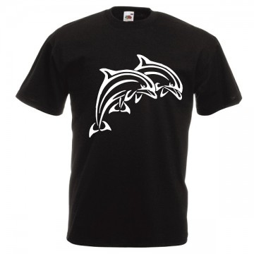 t-shirt cotone con disegno delfini