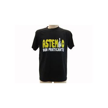 t-shirt m/c frase spiritosa "astemmio.."TG S-M-L-XL-XXL