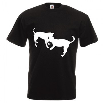 t-shirt manica corta con disegno cani
