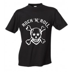 T- shirt in cotone con stampa teschio rock 'n ' roll