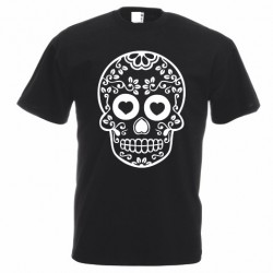 T-shirt in cotone con stampa teschio messicano