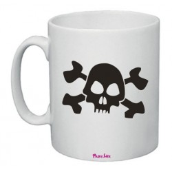 Tazza mug  in ceramica cm 8x10 con stampa teschio pirata con scatola
